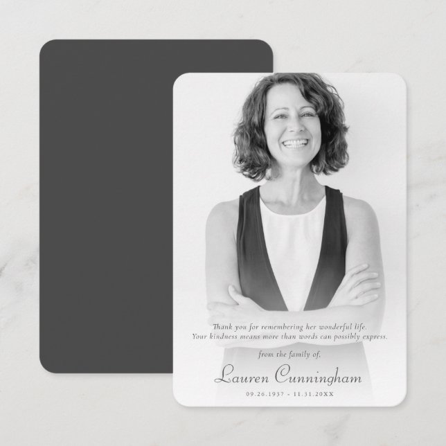 Cartão De Agradecimento Foto Personalizada Simples e Elegante Chic Modern (Frente/Verso)