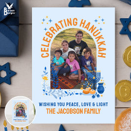 Cartão De Agradecimento Foto personalizável da FAMÍLIA HANUKKAH