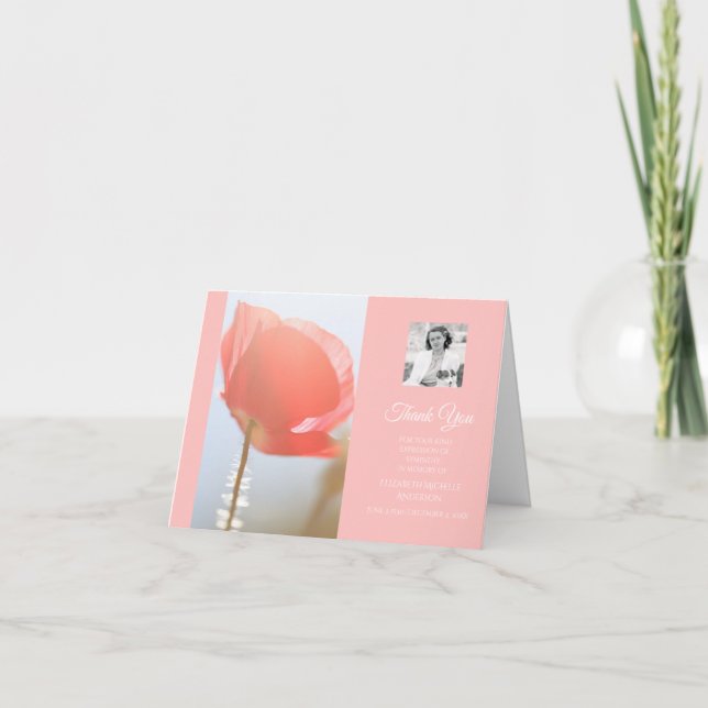 Cartão De Agradecimento Foto por simpatia Obrigado Elegante Red Poppy (Frente)