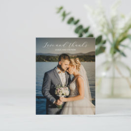 Cartão De Agradecimento Foto Preto e Branco Atemporal Casamento Elegante