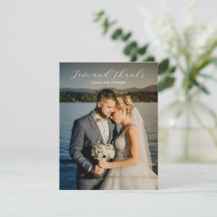 Cartão De Agradecimento Foto Preto e Branco Atemporal Casamento Elegante