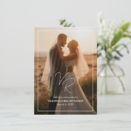 Cartão De Agradecimento Foto Preto e Branco Chic Casamento Moderno