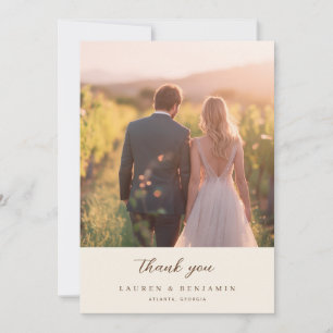 Cartão De Agradecimento Foto Romântica Dourada Elegante