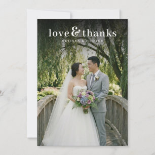 Cartão De Agradecimento Foto Romântica Neutra e Elegante
