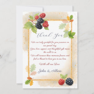 Cartão De Agradecimento Foto Romântica Rustic Autumn Berry Back