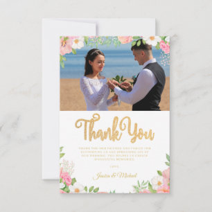 Cartão De Agradecimento Foto Rosa Tulip, Rosa Floral Elegante De Casamento