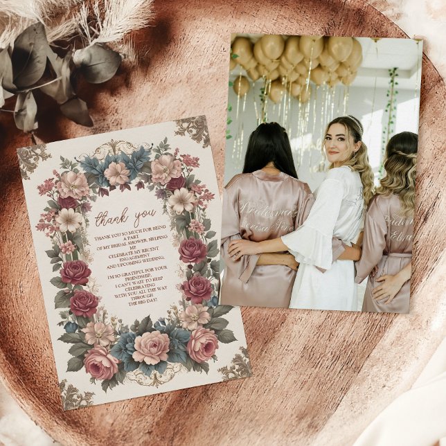 Cartão De Agradecimento Foto: Royal Victorian Whimsical Floral Bridal Show (Criador carregado)