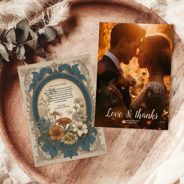 Cartão De Agradecimento Foto: Sage Green Art Nouveau Alphonse Mucha Weddin (Criador carregado)