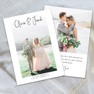 Cartão De Agradecimento Foto Simples - Casamento Com Letra Mão