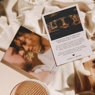 Cartão De Agradecimento Foto: Simples Casamento de Script de Coração Moder