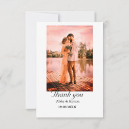 Cartão De Agradecimento Foto simples, casamento elegante moderno