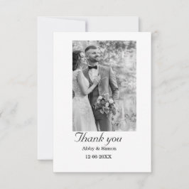 Cartão De Agradecimento Foto simples, casamento elegante moderno