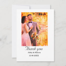 Cartão De Agradecimento Foto simples, casamento elegante moderno