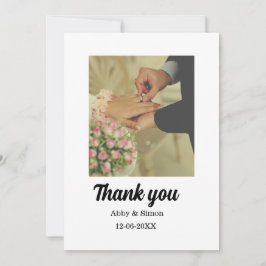 Cartão De Agradecimento Foto simples, casamento elegante moderno