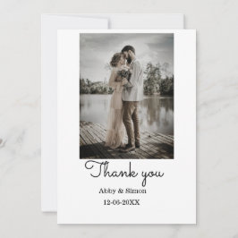 Cartão De Agradecimento Foto simples, casamento elegante moderno