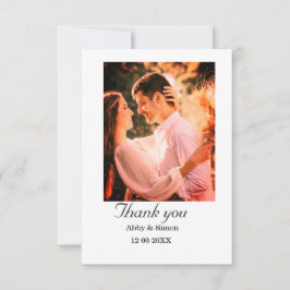 Cartão De Agradecimento Foto simples, casamento elegante moderno