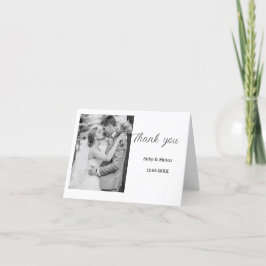 Cartão De Agradecimento Foto simples, casamento elegante moderno