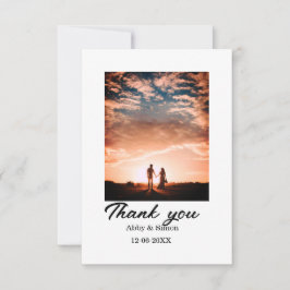 Cartão De Agradecimento Foto simples, casamento elegante moderno