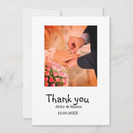 Cartão De Agradecimento Foto simples, casamento elegante moderno