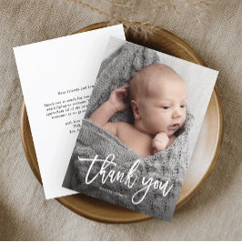Cartão De Agradecimento Foto simples de bebê manuscrita