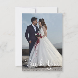 Cartão De Agradecimento Foto simples de casamento Adicionar sua saudação