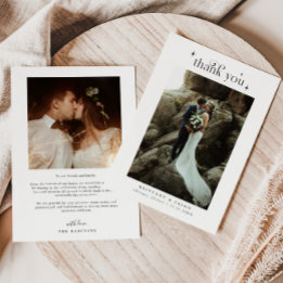 Cartão De Agradecimento Foto Simples de Casamento de Elegância