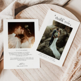 Cartão De Agradecimento Foto Simples de Casamento de Elegância