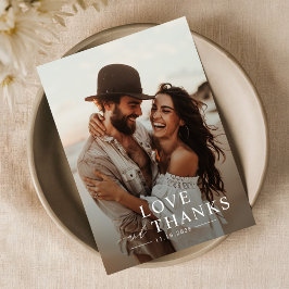 Cartão De Agradecimento Foto Simples de Casamento de Script Moderno