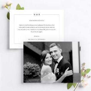 Cartão De Agradecimento Foto Simples De Casamento Elegante Da Tipografia M