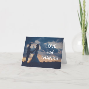Cartão De Agradecimento Foto Simples de Casamento Moderno
