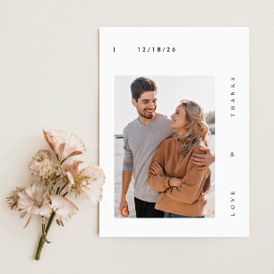Cartão De Agradecimento Foto Simples de Casamento Moderno
