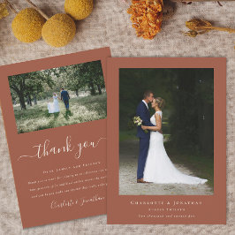 Cartão De Agradecimento Foto Simples de Casamento Moderno