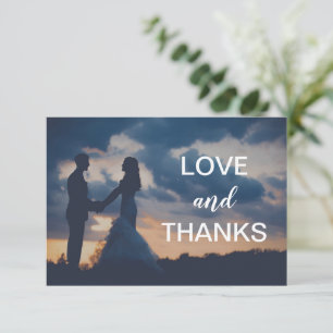 Cartão De Agradecimento Foto Simples de Casamento Moderno