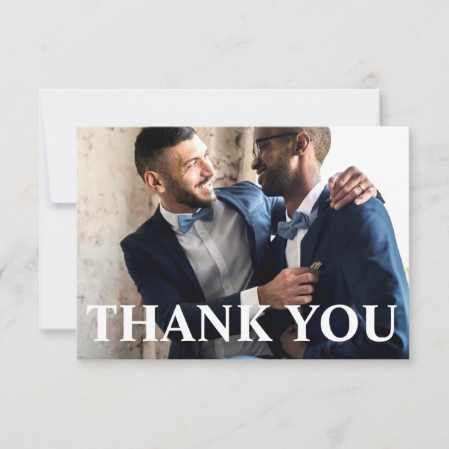 Cartão De Agradecimento Foto Simples De Casamento Obrigado (Frente)