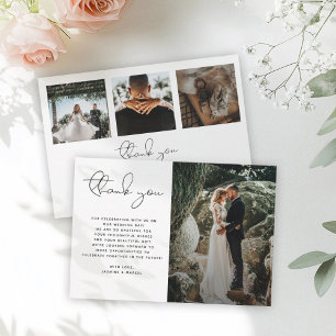 Cartão De Agradecimento Foto Simples De Casamento Simples De Script Modern