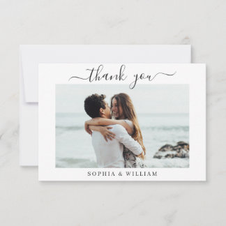 Cartão De Agradecimento Foto Simples De Corações De Casamento Elegante