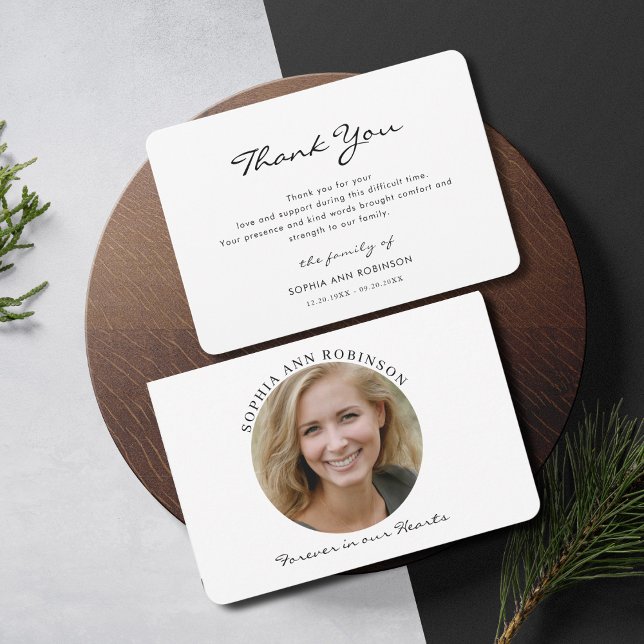 Cartão De Agradecimento Foto Simples de Memorial Moderno Obrigado Nota (Criador carregado)