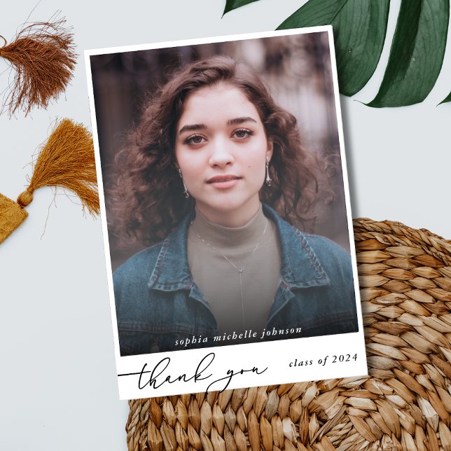 Cartão De Agradecimento Foto simples de script de Formando moderno Obrigad (Criador carregado)