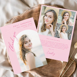 Cartão De Agradecimento Foto Simples do Formando de Arch Rosa Quente Obrig