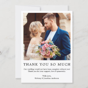 Cartão De Agradecimento Foto Simples E Moderna De Casamento Tão Simples