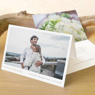 Cartão De Agradecimento Foto simples e moderna, Dourado amor e Obrigados