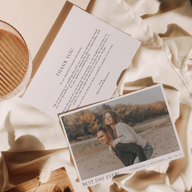 Cartão De Agradecimento Foto Simples, Melhor Dia De Casamento (Criador carregado)