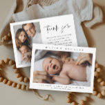 Cartão De Agradecimento Foto simples Nascimento da Foto do Bebê Recém-nasc<br><div class="desc">Foto simples cartões de agradecimentos de lançamento de fotografia de nascimento de bebê recém-nascido com mínimo de tipografia e foto na frente. As costas têm uma segunda foto e obrigado que você manda da família. Clique no botão editar/personalizar para personalizar este design.</div>