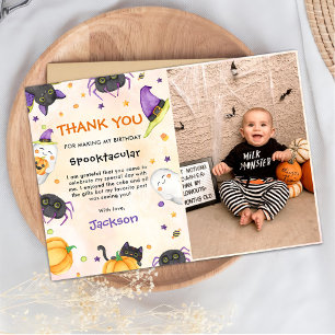 Cartão De Agradecimento Foto Spooktacular de Aniversário do Halloween
