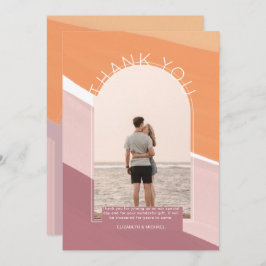 Cartão De Agradecimento Foto tirada com Rosa cor de laranja moderna, agrad