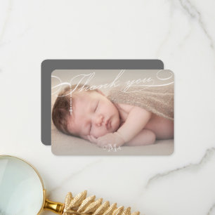 Cartão De Agradecimento Foto transversal do roteiro do monograma do