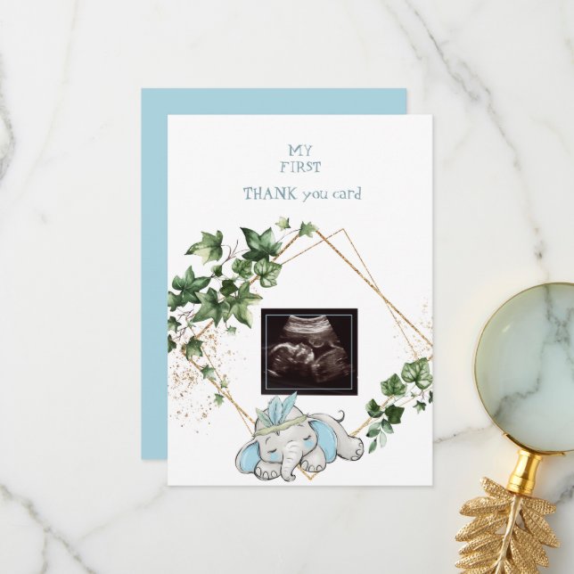 Cartão De Agradecimento Foto Ultrassom Garoto Obrigado Ponto De Vista Quer (Frente/Verso In Situ)