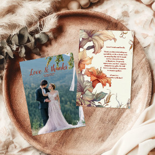 Cartão De Agradecimento Foto Vintage Floral Art Nouveau Casamento