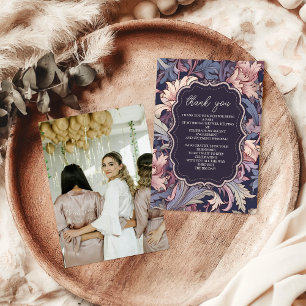 Cartão De Agradecimento Foto Vintage William Morris Lavanda Bridal