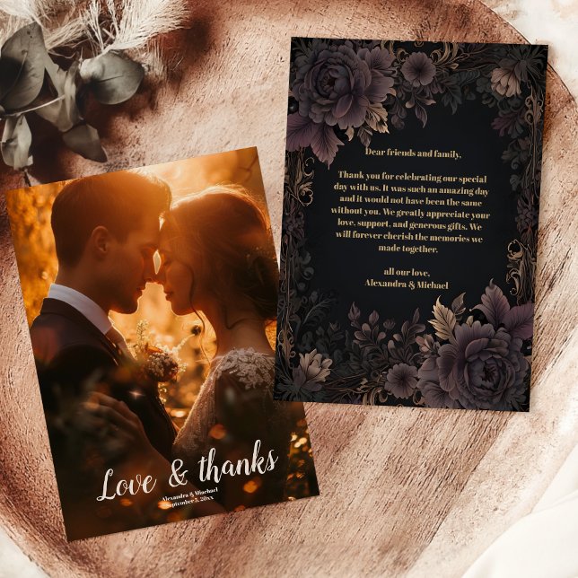 Cartão De Agradecimento Foto Vitoriana Casamento Gótico Real (Criador carregado)